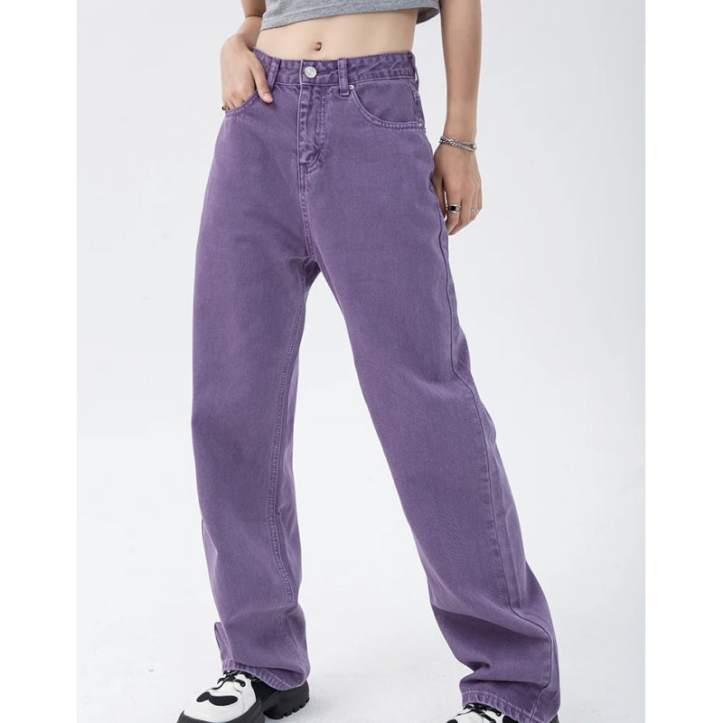 Vintage Purple High Waist Streetwear Jeans