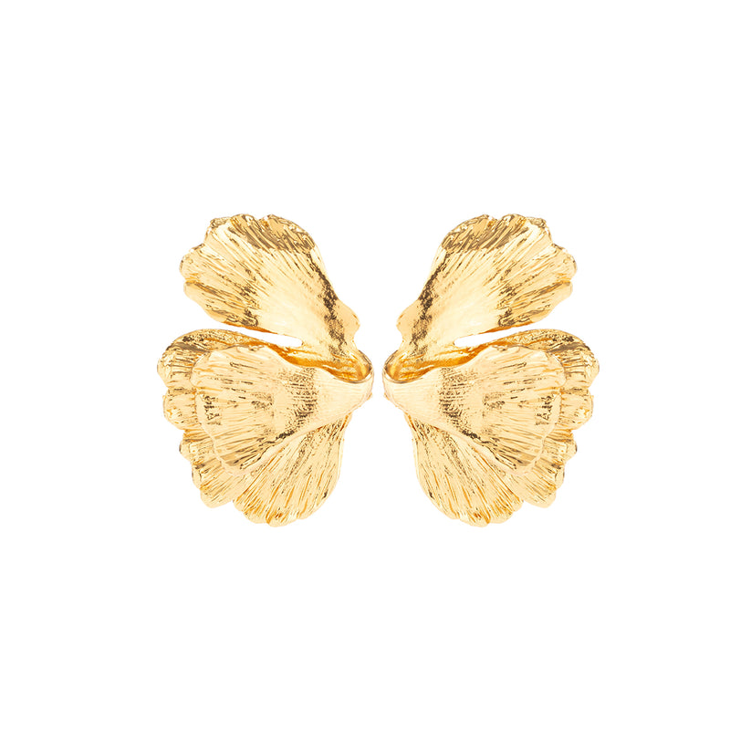 geometric petal flower stud earrings, view 2 - MRSLM