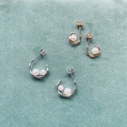 natural pearl geometric stud earrings, view 6 - MRSLM