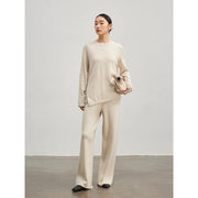 wide leg wool-blend trousers, view 9 - MRSLM