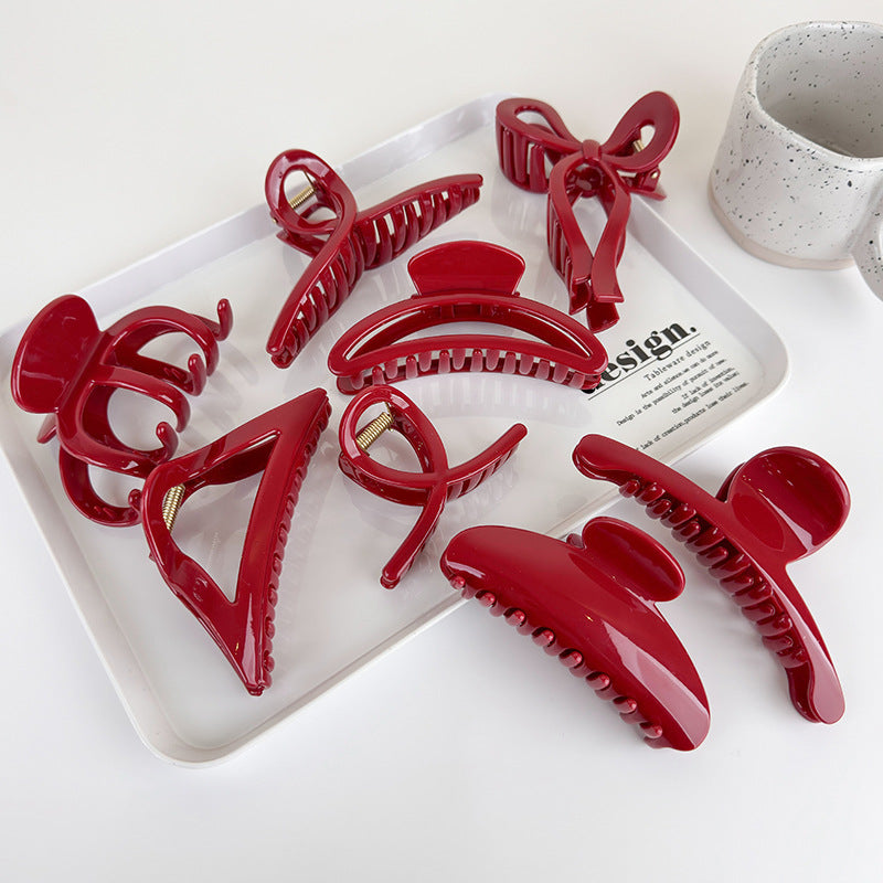 red geometry hair claw, view 18 - MRSLM