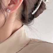women's sterling silver knotted pearl earrings, view 2 - MRSLM