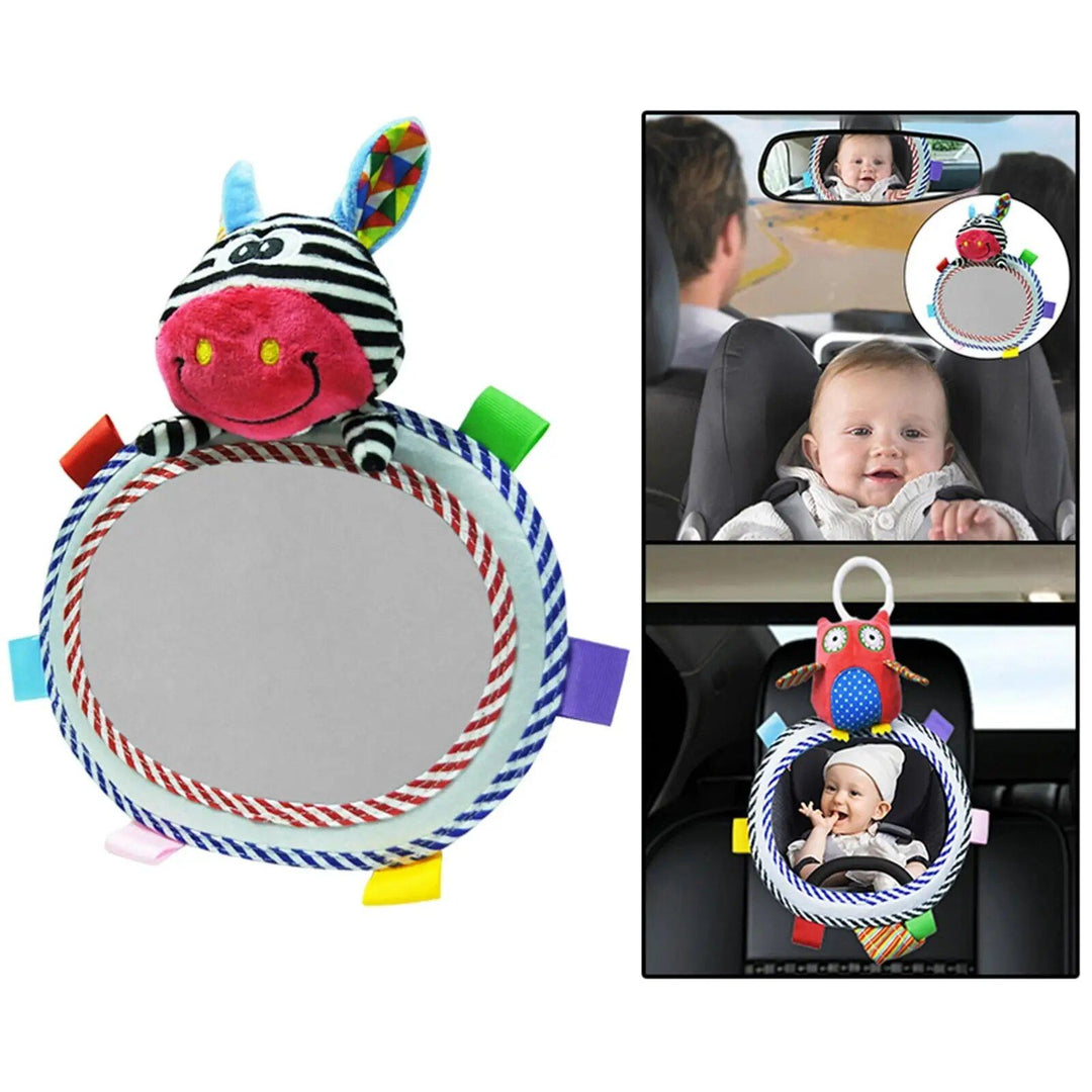 Baby Car Mirror with Plush Animal Toys