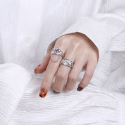 s925 silver foil texture zircon chain ring - MRSLM