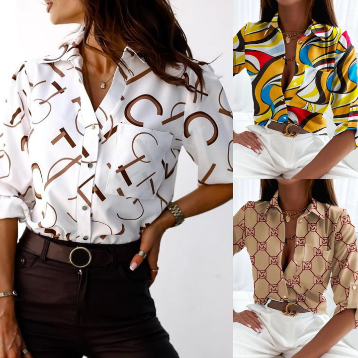 Women's Long-sleeved Shirt Print