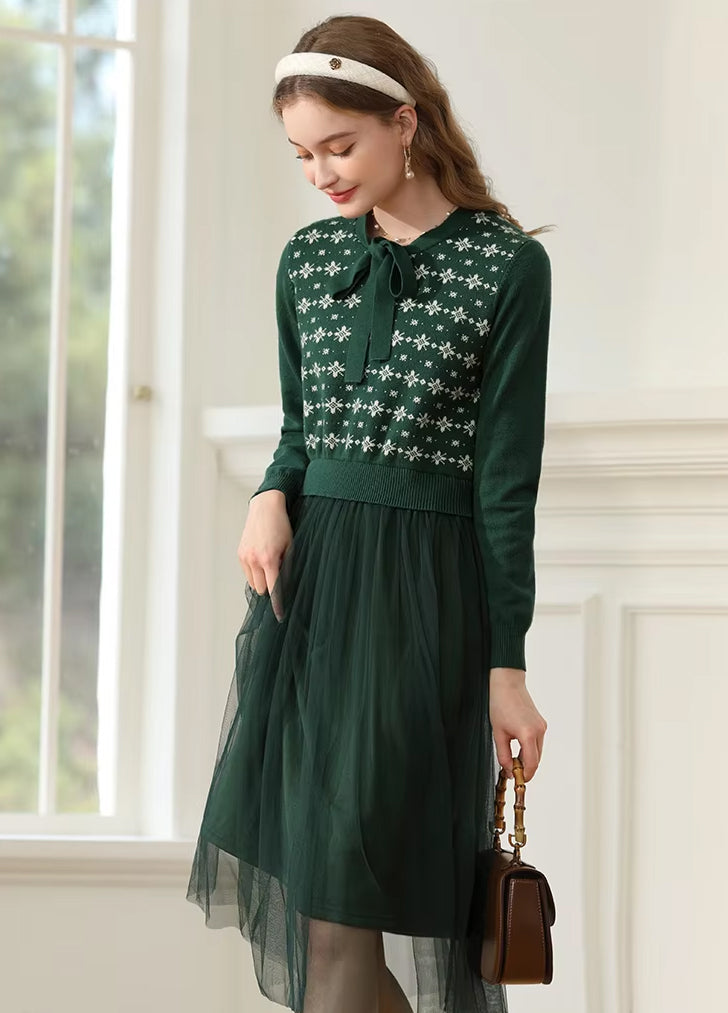 bow knitted winter dress, view 6 - MRSLM