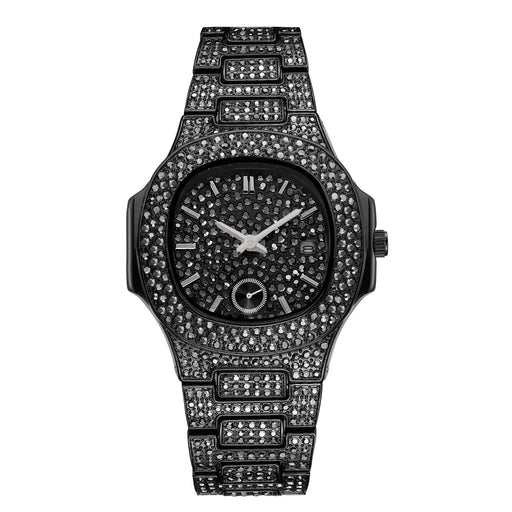 men's hip hop stone-set gold quartz watch - MRSLM