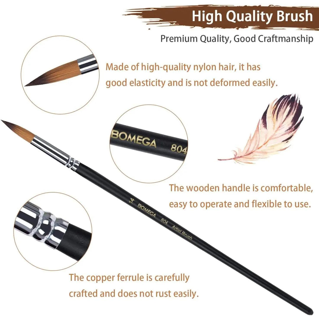 Professionelle Aquarellpinsel – 9-teiliges Rundpinselset für Aquarell-, Acryl- und Ölmalerei