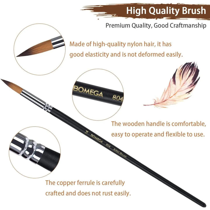 Professionelle Aquarellpinsel – 9-teiliges Rundpinselset für Aquarell-, Acryl- und Ölmalerei