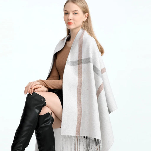 plaid wool scarf with tassels - MRSLM