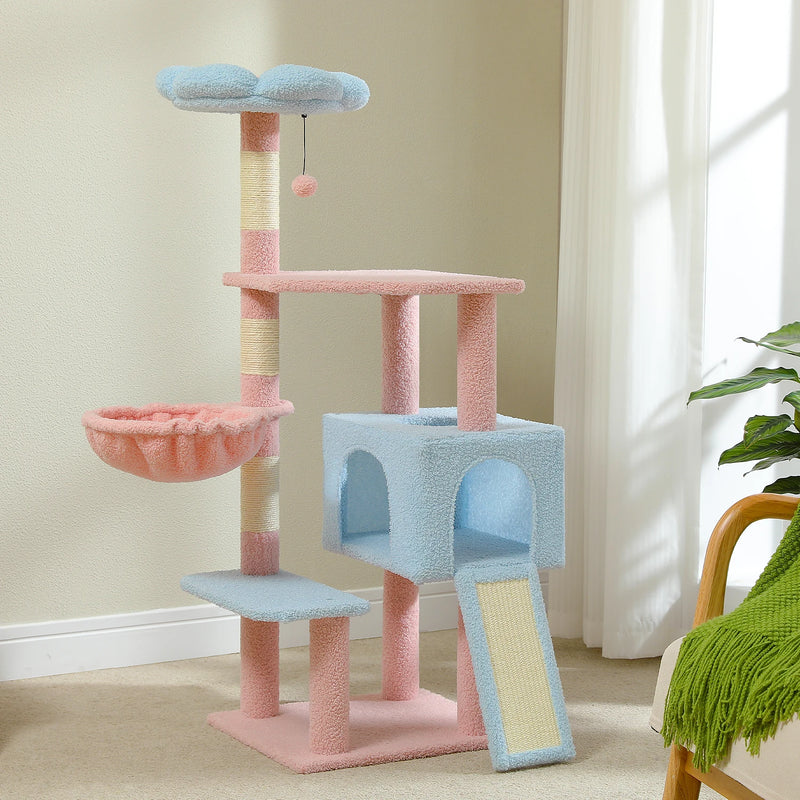 multi-level cat tree with hammock, view 5 - MRSLM