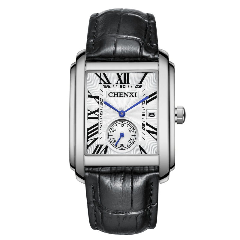 men's square quartz strap watch, view 3 - MRSLM