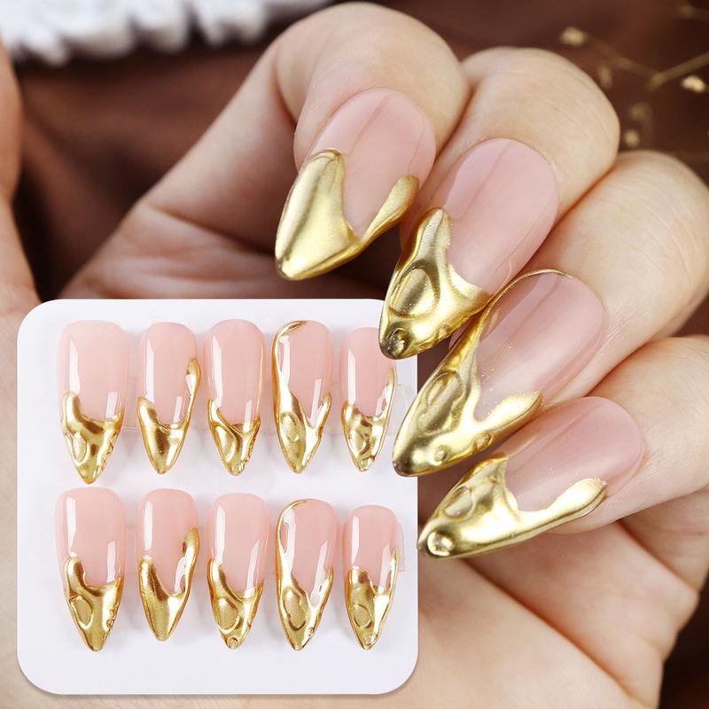 handmade 3D long almond press-on nails - MRSLM