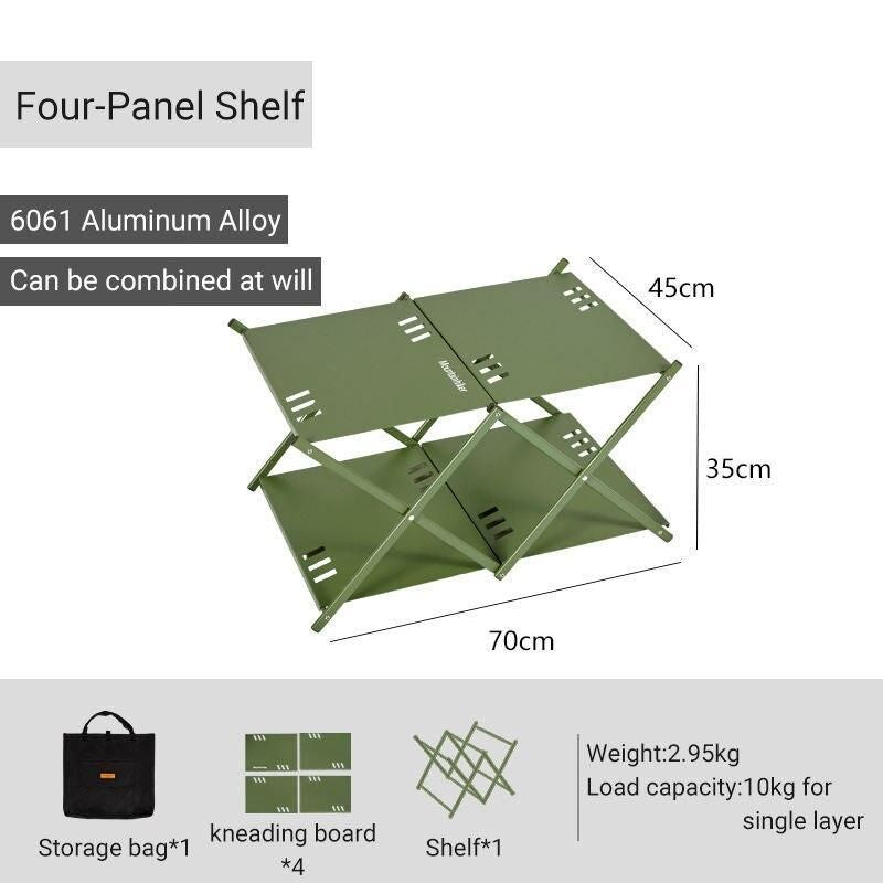 multi-level folding camping shelf, view 2 - MRSLM