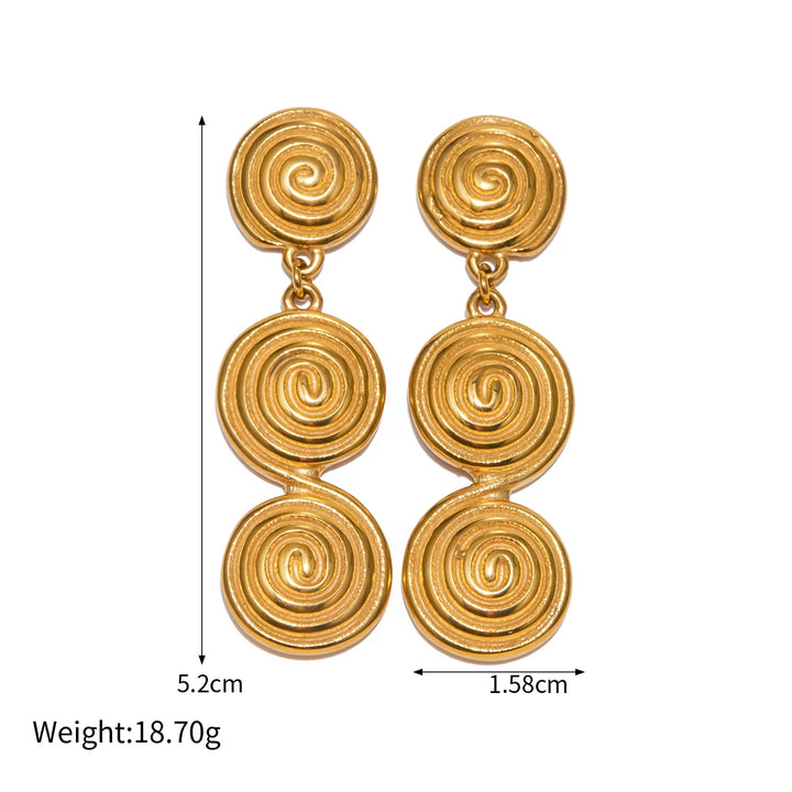 Vintage 18K Gold Plated Threaded Pendant Earrings