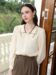 embroidered puff sleeve blouse, view 4 - MRSLM
