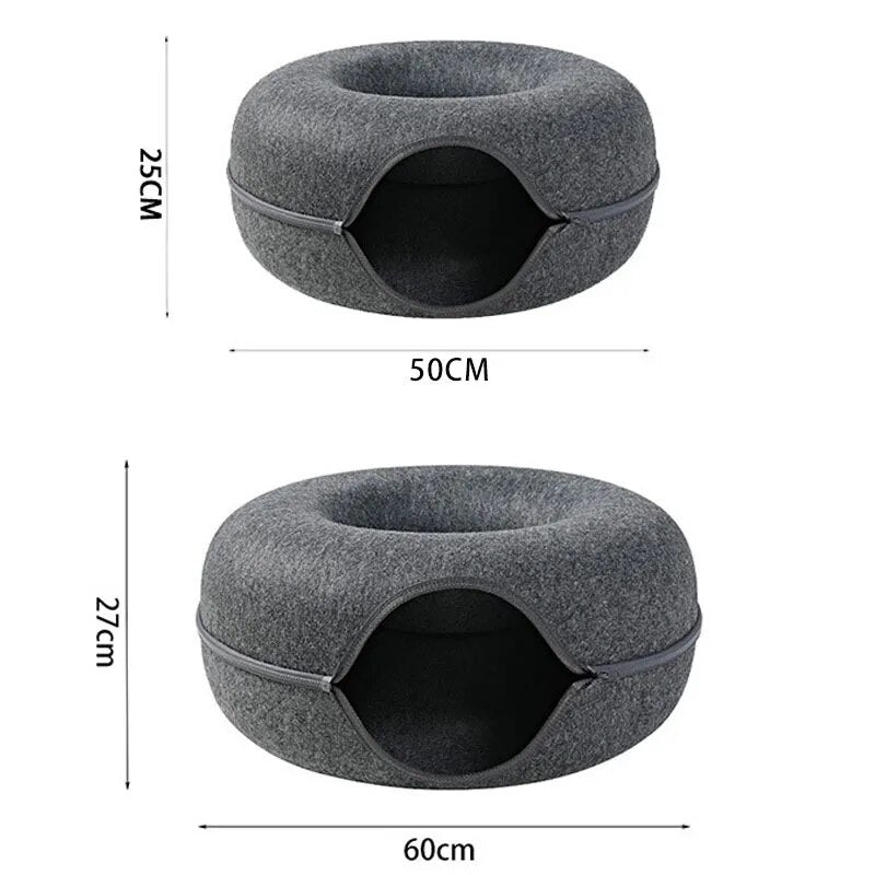 foldable felt cat tunnel bed, view 12 - MRSLM