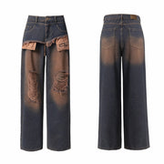 washed ripped stitched denim trousers, view 10 - MRSLM