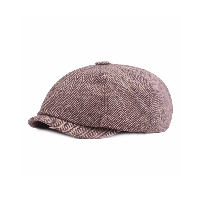 vintage wool herringbone flat cap, view 4 - MRSLM