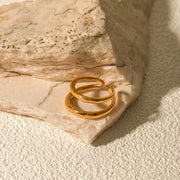 18k gold plated geometric double layer open ring, view 4 - MRSLM