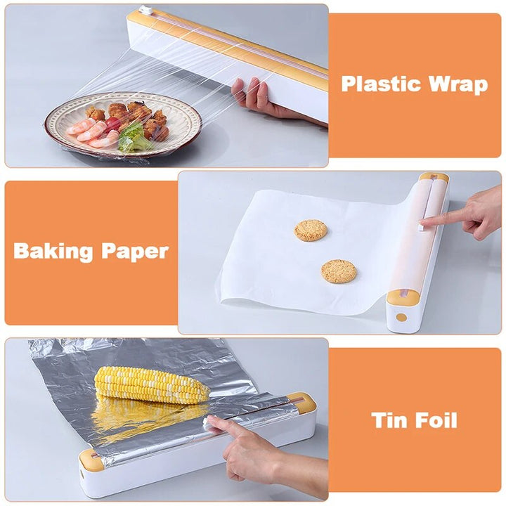 Magnetic Kitchen Wrap Dispenser with Slide Cutter | Multi-Use Organizer for Foil, Film & Paper