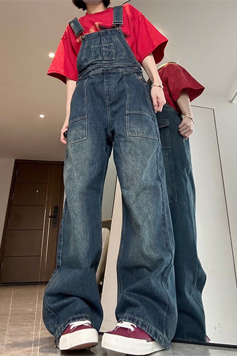 vintage wide leg suspender pants, view 2 - MRSLM