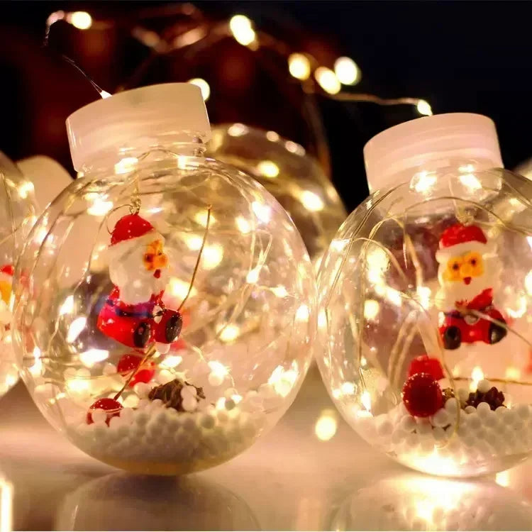 10PCS LED Christmas Curtain Lamp Fairy Snowman Wishing Ball Lamp String Christmas Window Decoration Christmas Light Room