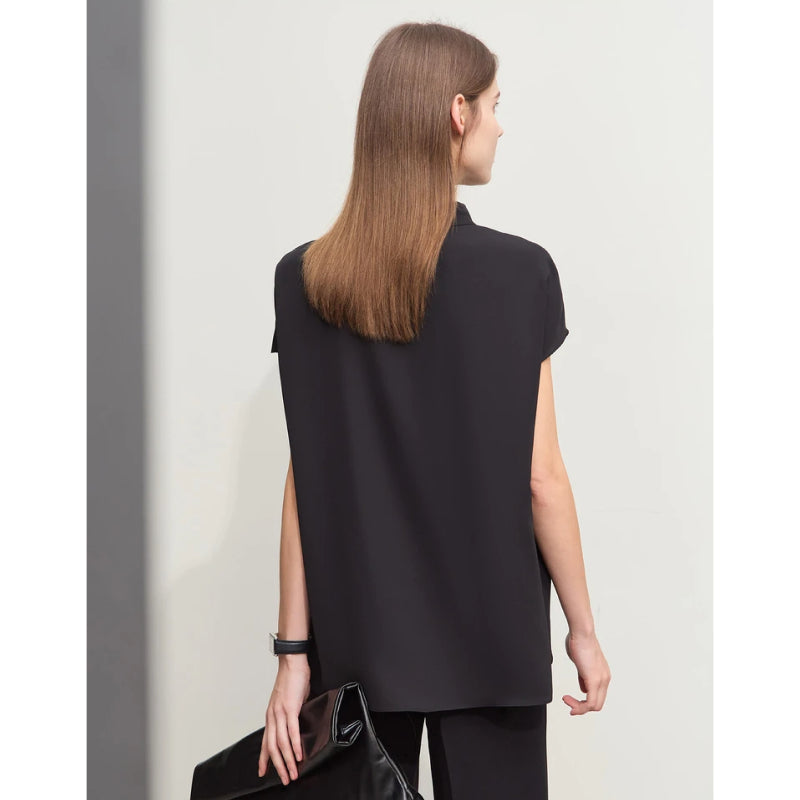 Solid chiffon blouse, view 8 - MRSLM