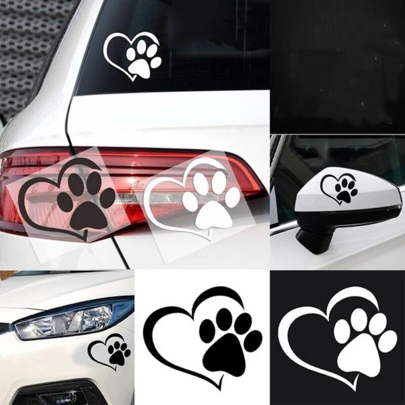 heart and paw print car sticker, view 4 - MRSLM