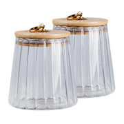 glass storage jars with bamboo lid, view 3 - MRSLM