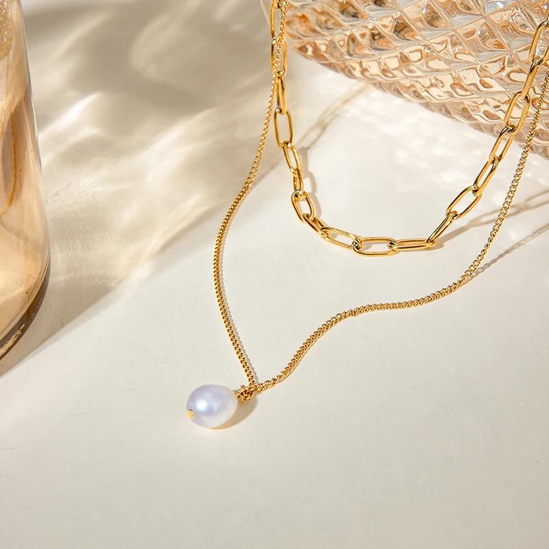 double layer paper clip necklace, view 2 - MRSLM