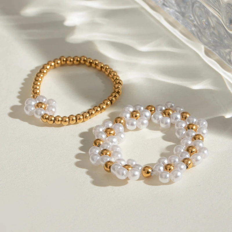 gold plated geometric floral adjustable ring - MRSLM