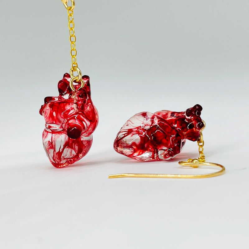 dark black heart earrings, view 4 - MRSLM