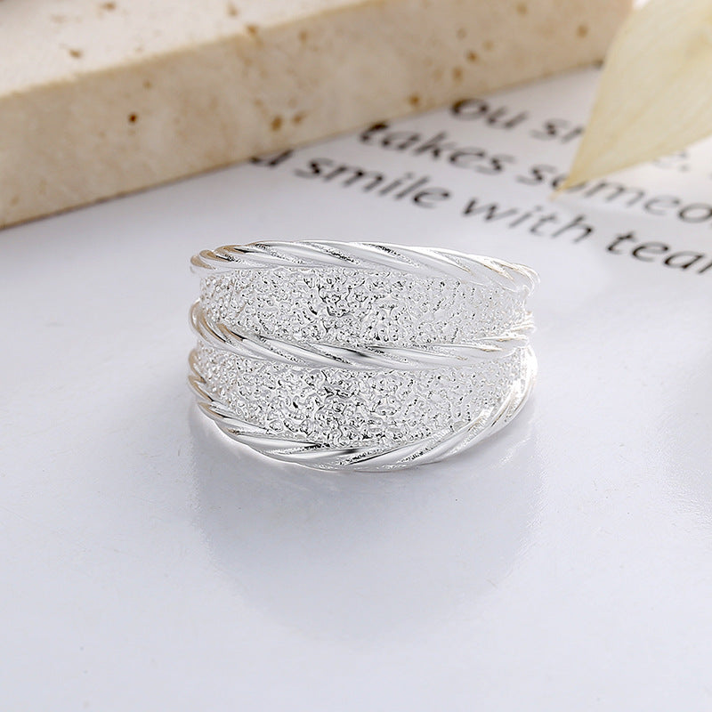 S925 silver minimalist textured ring, view 6 - MRSLM