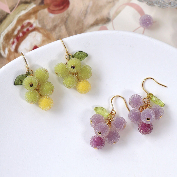 Frosted Berry Fruit Grape Earrings