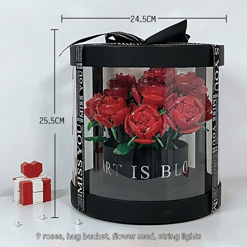 Building Blocks Rose Bouquet Flower Pot