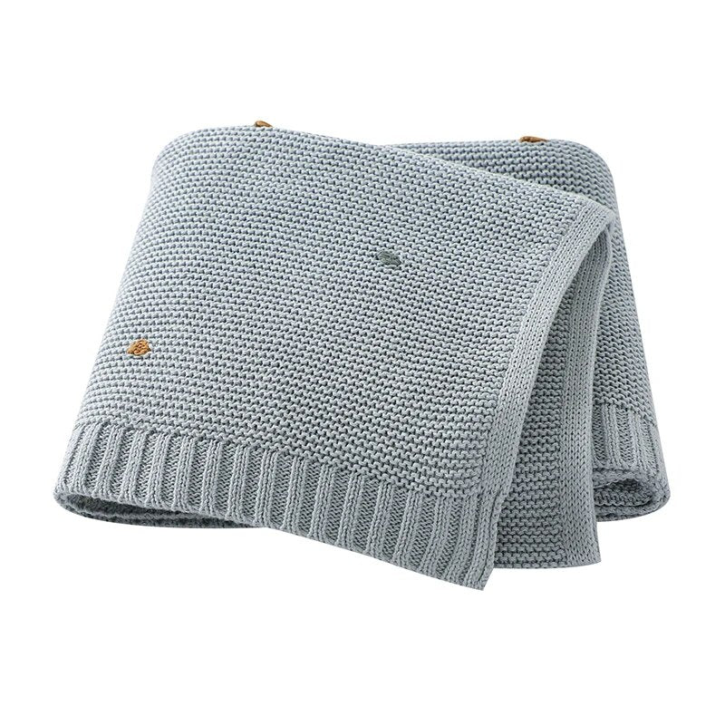 soft cotton knit baby blanket, view 3 - MRSLM