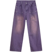 purple wide leg jeans, view 2 - MRSLM