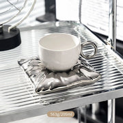 sunflower pearl glaze coffee mug with saucer, view 3 - MRSLM