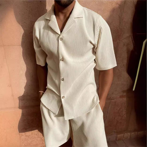 men's polo collar t-shirt and shorts set - MRSLM