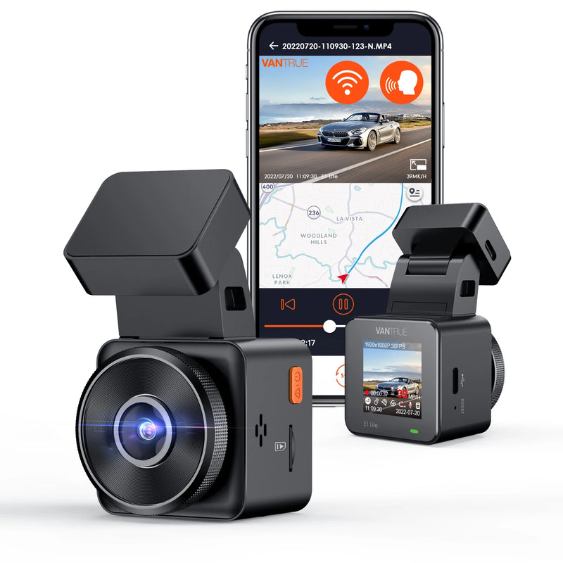1080P WLAN-Mini-Dashcam mit GPS, Sprachsteuerung, Nachtsicht und Parkmodus