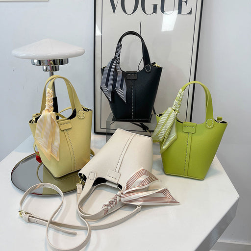 woven bucket bag with silk scarf - MRSLM