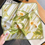green pure silk square scarf, view 3 - MRSLM