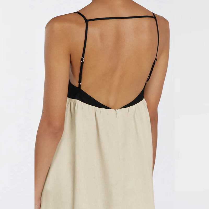 Sommerbrise Leinen-Minikleid – Lässiges A-Linien-Kleid mit Spaghettiträgern