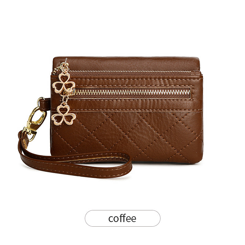 Women's Vintage Bifold Short Wallet with Wristband