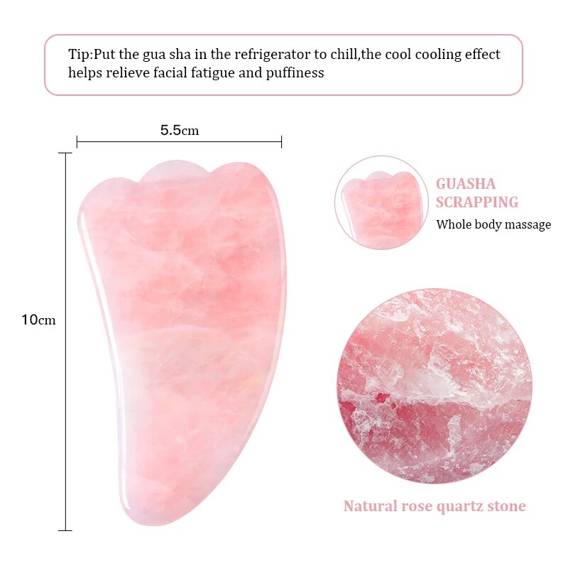 Rose Jade Gua Sha Facial & Body Massager for Skin Rejuvenation and Anti-Aging