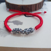 double pixiu red string bracelet, view 2 - MRSLM