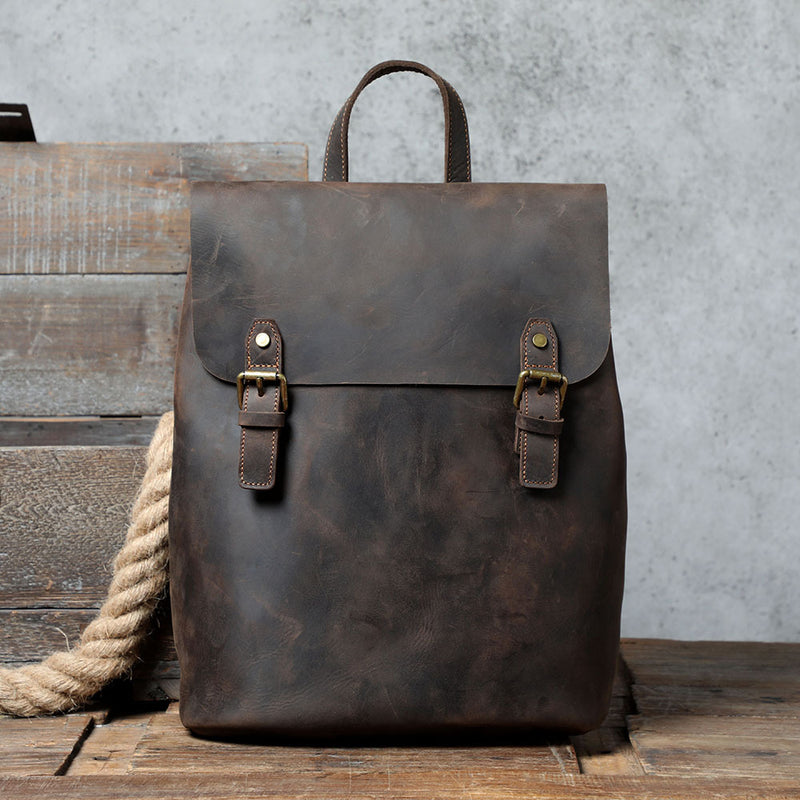 Neuer, schlichter Retro-Rucksack aus Rindsleder (erste Schicht)