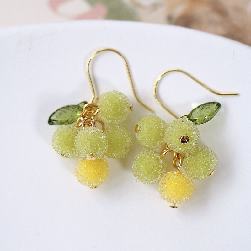 frosted grape fruit earrings, view 6 - MRSLM