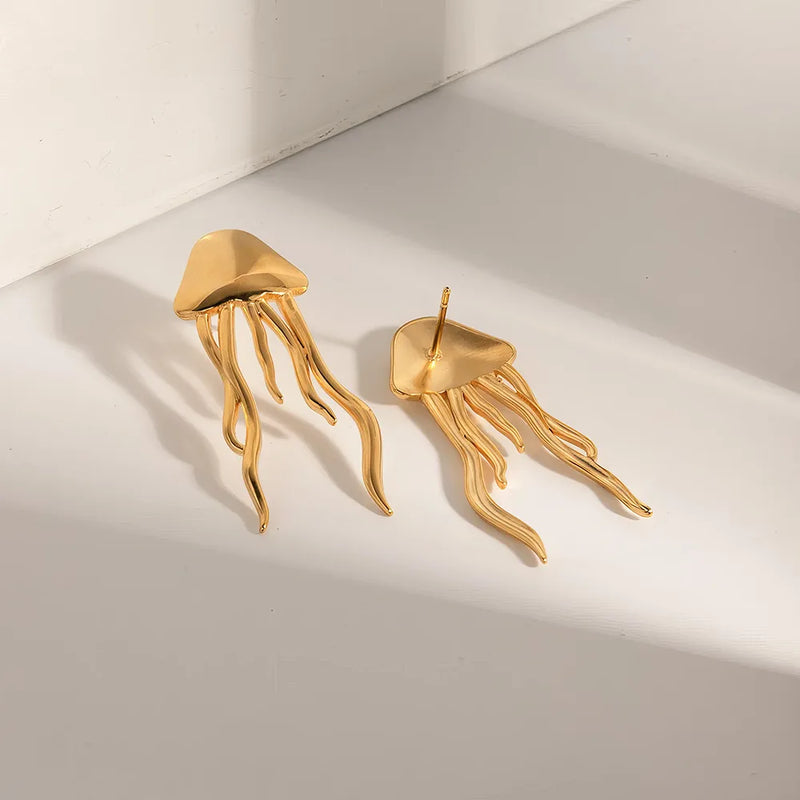 Ohrstecker in Quallenform, 18 Karat Gold.